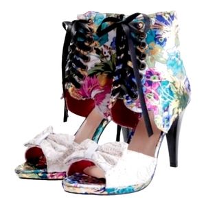 Nice *Women's Performace Elegant Dress Bowknot Peep Toe High Top Lace-up sz. 10